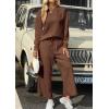 imagePRETTYGARDEN Womens 2 Piece Outfits Casual Long Sleeve Pullover Tops and Wide Leg Pants Knitted Lounge SetsBrown