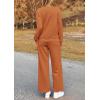 imagePRETTYGARDEN Womens 2 Piece Outfits Casual Long Sleeve Pullover Tops and Wide Leg Pants Knitted Lounge SetsBrown Orange