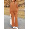 imagePRETTYGARDEN Womens 2 Piece Outfits Casual Long Sleeve Pullover Tops and Wide Leg Pants Knitted Lounge SetsBrown Orange