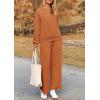 imagePRETTYGARDEN Womens 2 Piece Outfits Casual Long Sleeve Pullover Tops and Wide Leg Pants Knitted Lounge SetsBrown Orange