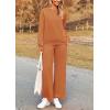 imagePRETTYGARDEN Womens 2 Piece Outfits Casual Long Sleeve Pullover Tops and Wide Leg Pants Knitted Lounge SetsBrown Orange