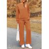 imagePRETTYGARDEN Womens 2 Piece Outfits Casual Long Sleeve Pullover Tops and Wide Leg Pants Knitted Lounge SetsBrown Orange