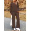 imagePRETTYGARDEN Womens 2 Piece Outfits Casual Long Sleeve Pullover Tops and Wide Leg Pants Knitted Lounge SetsCoffee