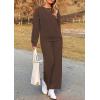 imagePRETTYGARDEN Womens 2 Piece Outfits Casual Long Sleeve Pullover Tops and Wide Leg Pants Knitted Lounge SetsCoffee