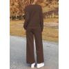 imagePRETTYGARDEN Womens 2 Piece Outfits Casual Long Sleeve Pullover Tops and Wide Leg Pants Knitted Lounge SetsCoffee
