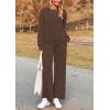 imagePRETTYGARDEN Womens 2 Piece Outfits Casual Long Sleeve Pullover Tops and Wide Leg Pants Knitted Lounge SetsCoffee