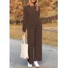 imagePRETTYGARDEN Womens 2 Piece Outfits Casual Long Sleeve Pullover Tops and Wide Leg Pants Knitted Lounge SetsCoffee