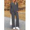 imagePRETTYGARDEN Womens 2 Piece Outfits Casual Long Sleeve Pullover Tops and Wide Leg Pants Knitted Lounge SetsDark Grey