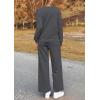 imagePRETTYGARDEN Womens 2 Piece Outfits Casual Long Sleeve Pullover Tops and Wide Leg Pants Knitted Lounge SetsDark Grey