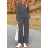 imagePRETTYGARDEN Womens 2 Piece Outfits Casual Long Sleeve Pullover Tops and Wide Leg Pants Knitted Lounge SetsDark Grey