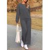 imagePRETTYGARDEN Womens 2 Piece Outfits Casual Long Sleeve Pullover Tops and Wide Leg Pants Knitted Lounge SetsDark Grey