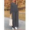 imagePRETTYGARDEN Womens 2 Piece Outfits Casual Long Sleeve Pullover Tops and Wide Leg Pants Knitted Lounge SetsDark Grey