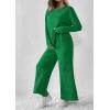 imagePRETTYGARDEN Womens 2 Piece Outfits Casual Long Sleeve Pullover Tops and Wide Leg Pants Knitted Lounge SetsGreen