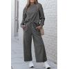imagePRETTYGARDEN Womens 2 Piece Outfits Casual Long Sleeve Pullover Tops and Wide Leg Pants Knitted Lounge SetsGrey