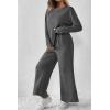 imagePRETTYGARDEN Womens 2 Piece Outfits Casual Long Sleeve Pullover Tops and Wide Leg Pants Knitted Lounge SetsGrey