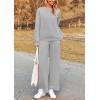 imagePRETTYGARDEN Womens 2 Piece Outfits Casual Long Sleeve Pullover Tops and Wide Leg Pants Knitted Lounge SetsLight Grey