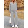 imagePRETTYGARDEN Womens 2 Piece Outfits Casual Long Sleeve Pullover Tops and Wide Leg Pants Knitted Lounge SetsLight Grey