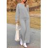 imagePRETTYGARDEN Womens 2 Piece Outfits Casual Long Sleeve Pullover Tops and Wide Leg Pants Knitted Lounge SetsLight Grey