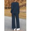 imagePRETTYGARDEN Womens 2 Piece Outfits Casual Long Sleeve Pullover Tops and Wide Leg Pants Knitted Lounge SetsNavy