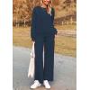 imagePRETTYGARDEN Womens 2 Piece Outfits Casual Long Sleeve Pullover Tops and Wide Leg Pants Knitted Lounge SetsNavy