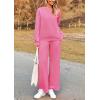 imagePRETTYGARDEN Womens 2 Piece Outfits Casual Long Sleeve Pullover Tops and Wide Leg Pants Knitted Lounge SetsPink