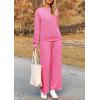 imagePRETTYGARDEN Womens 2 Piece Outfits Casual Long Sleeve Pullover Tops and Wide Leg Pants Knitted Lounge SetsPink
