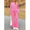 imagePRETTYGARDEN Womens 2 Piece Outfits Casual Long Sleeve Pullover Tops and Wide Leg Pants Knitted Lounge SetsPink