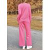 imagePRETTYGARDEN Womens 2 Piece Outfits Casual Long Sleeve Pullover Tops and Wide Leg Pants Knitted Lounge SetsPink
