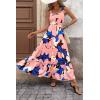 imagePRETTYGARDEN Womens Summer Floral Maxi Dress Sleeveless Smocked Ruffle Long Flowy Beach Vacation Boho SundressesFloral Coffee Pink