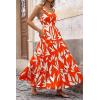 imagePRETTYGARDEN Womens Summer Floral Maxi Dress Sleeveless Smocked Ruffle Long Flowy Beach Vacation Boho SundressesFloral Orange Beige
