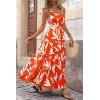 imagePRETTYGARDEN Womens Summer Floral Maxi Dress Sleeveless Smocked Ruffle Long Flowy Beach Vacation Boho SundressesFloral Orange Beige