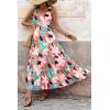 imagePRETTYGARDEN Womens Summer Floral Maxi Dress Sleeveless Smocked Ruffle Long Flowy Beach Vacation Boho SundressesFloral Orange Pink
