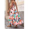 imagePRETTYGARDEN Womens Summer Floral Maxi Dress Sleeveless Smocked Ruffle Long Flowy Beach Vacation Boho SundressesFloral Orange Pink