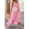 imagePRETTYGARDEN Womens Summer Floral Maxi Dress Sleeveless Smocked Ruffle Long Flowy Beach Vacation Boho SundressesFloral Pink Beige