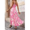 imagePRETTYGARDEN Womens Summer Floral Maxi Dress Sleeveless Smocked Ruffle Long Flowy Beach Vacation Boho SundressesFloral Pink Beige