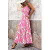 imagePRETTYGARDEN Womens Summer Floral Maxi Dress Sleeveless Smocked Ruffle Long Flowy Beach Vacation Boho SundressesFloral Pink Beige
