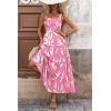 imagePRETTYGARDEN Womens Summer Floral Maxi Dress Sleeveless Smocked Ruffle Long Flowy Beach Vacation Boho SundressesFloral Pink Beige