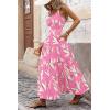 imagePRETTYGARDEN Womens Summer Floral Maxi Dress Sleeveless Smocked Ruffle Long Flowy Beach Vacation Boho SundressesFloral Pink Beige