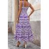 imagePRETTYGARDEN Womens Summer Floral Maxi Dress Sleeveless Smocked Ruffle Long Flowy Beach Vacation Boho SundressesFloral Purple White