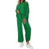 imagePRETTYGARDEN Womens 2 Piece Outfits Casual Long Sleeve Pullover Tops and Wide Leg Pants Knitted Lounge SetsGreen