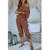 imagePRETTYGARDEN Womens 2 Piece Ribbed Tracksuit Outfits Off Shoulder Long Sleeve Pullover Lounge Pants with PocketsCoffee