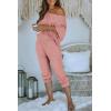 imagePRETTYGARDEN Womens 2 Piece Ribbed Tracksuit Outfits Off Shoulder Long Sleeve Pullover Lounge Pants with PocketsDusty Pink