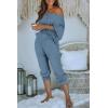 imagePRETTYGARDEN Womens 2 Piece Ribbed Tracksuit Outfits Off Shoulder Long Sleeve Pullover Lounge Pants with PocketsLight Blue