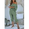 imagePRETTYGARDEN Womens 2 Piece Ribbed Tracksuit Outfits Off Shoulder Long Sleeve Pullover Lounge Pants with PocketsLight Green