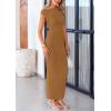imagePRETTYGARDEN Womens 2025 Summer Formal Maxi Dresses Sleeveless One Shoulder Bodycon Ruched Mesh Wedding Guest Cocktail DressBrown