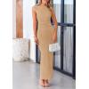 imagePRETTYGARDEN Womens 2025 Summer Formal Maxi Dresses Sleeveless One Shoulder Bodycon Ruched Mesh Wedding Guest Cocktail DressKhaki