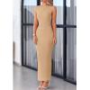 imagePRETTYGARDEN Womens 2025 Summer Formal Maxi Dresses Sleeveless One Shoulder Bodycon Ruched Mesh Wedding Guest Cocktail DressKhaki