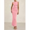 imagePRETTYGARDEN Womens 2025 Summer Semi Formal Midi Dresses Sleeveless Ruched Bodycon Long Elegant Cocktail Wedding Guest DressPink
