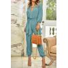 imagePRETTYGARDEN Womens Spring Fall Jumpsuits Casual Dressy One Piece Outfits V Neck Long Sleeve Belt Pockets Long Pants RomperBlue Green