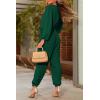 imagePRETTYGARDEN Womens Spring Fall Jumpsuits Casual Dressy One Piece Outfits V Neck Long Sleeve Belt Pockets Long Pants RomperDark Green